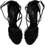 Dolce & Gabbana Black Leather Stiletto Heels Sandals Shoes LA12513-39