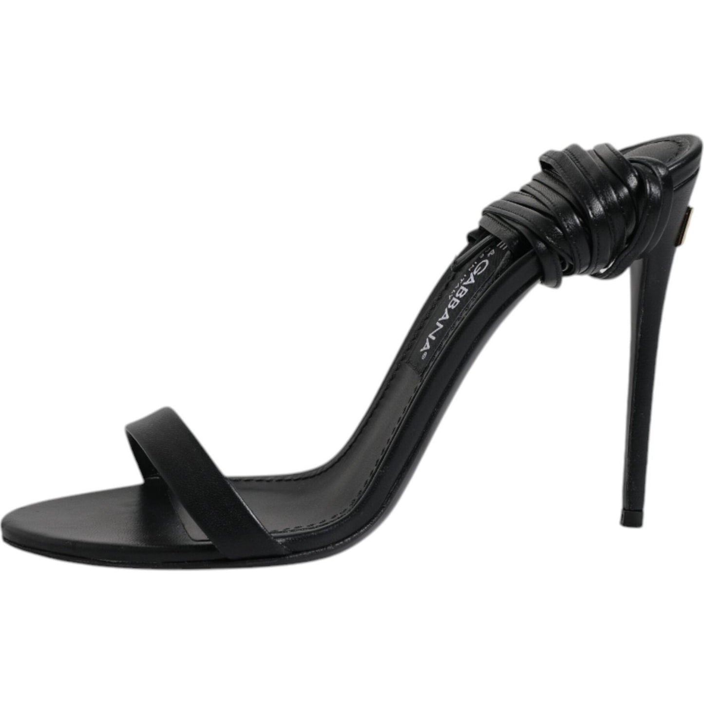 Dolce & Gabbana Black Leather Stiletto Heels Sandals Shoes LA12523-38
