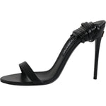 Dolce & Gabbana Black Leather Stiletto Heels Sandals Shoes LA12523-38