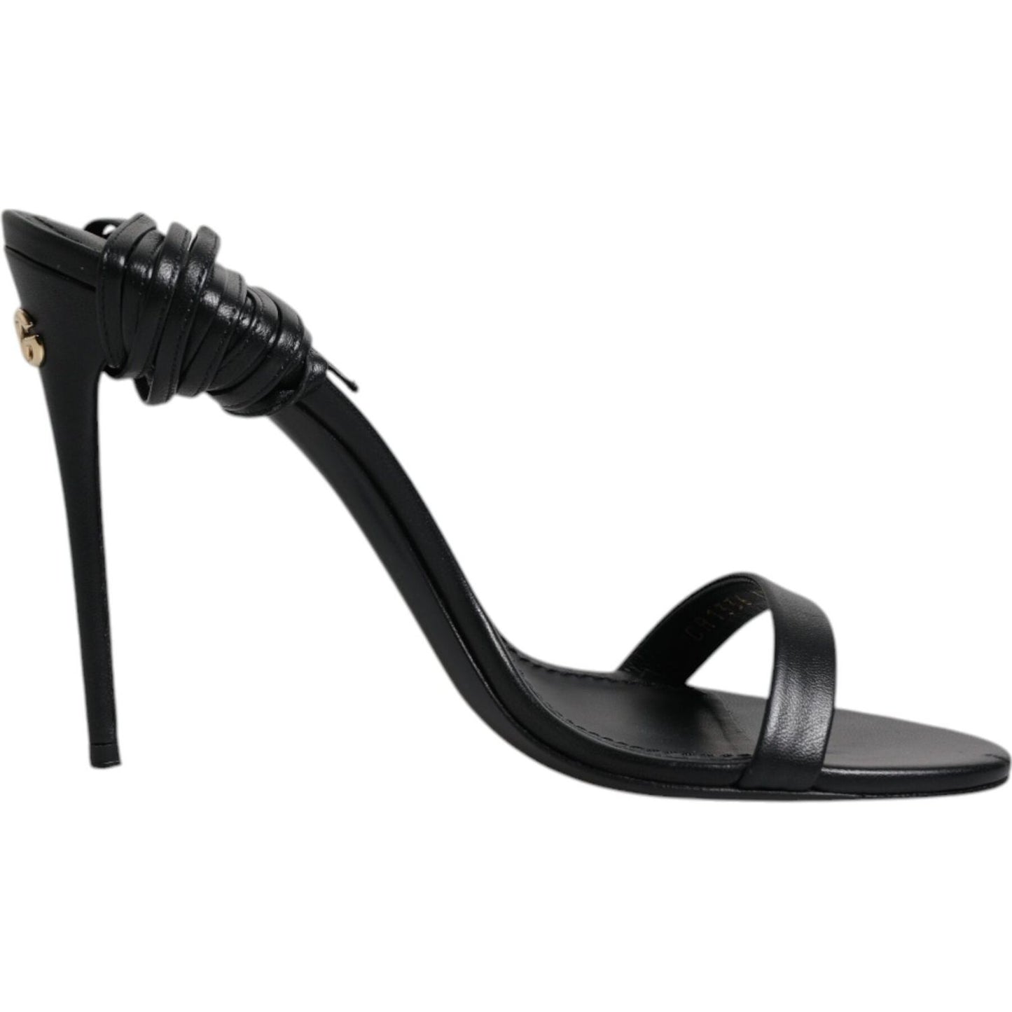 Dolce & Gabbana Black Leather Stiletto Heels Sandals Shoes LA12523-38