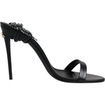 Dolce & Gabbana Black Leather Stiletto Heels Sandals Shoes LA12523-38
