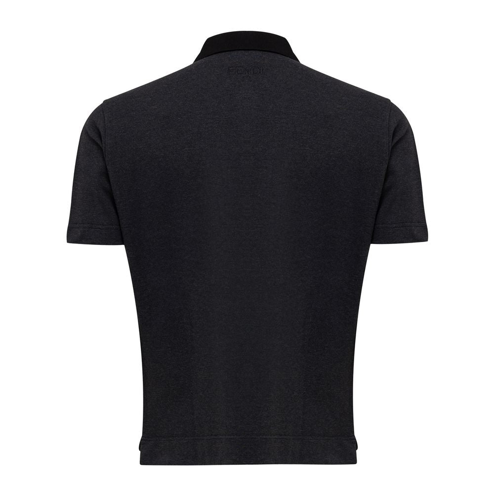 Fendi Black Cotton Polo Shirt FE-8584676-IT40 | M