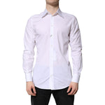 Dolce & Gabbana White Cotton GOLD Dress Formal Shirt TSH878542-40