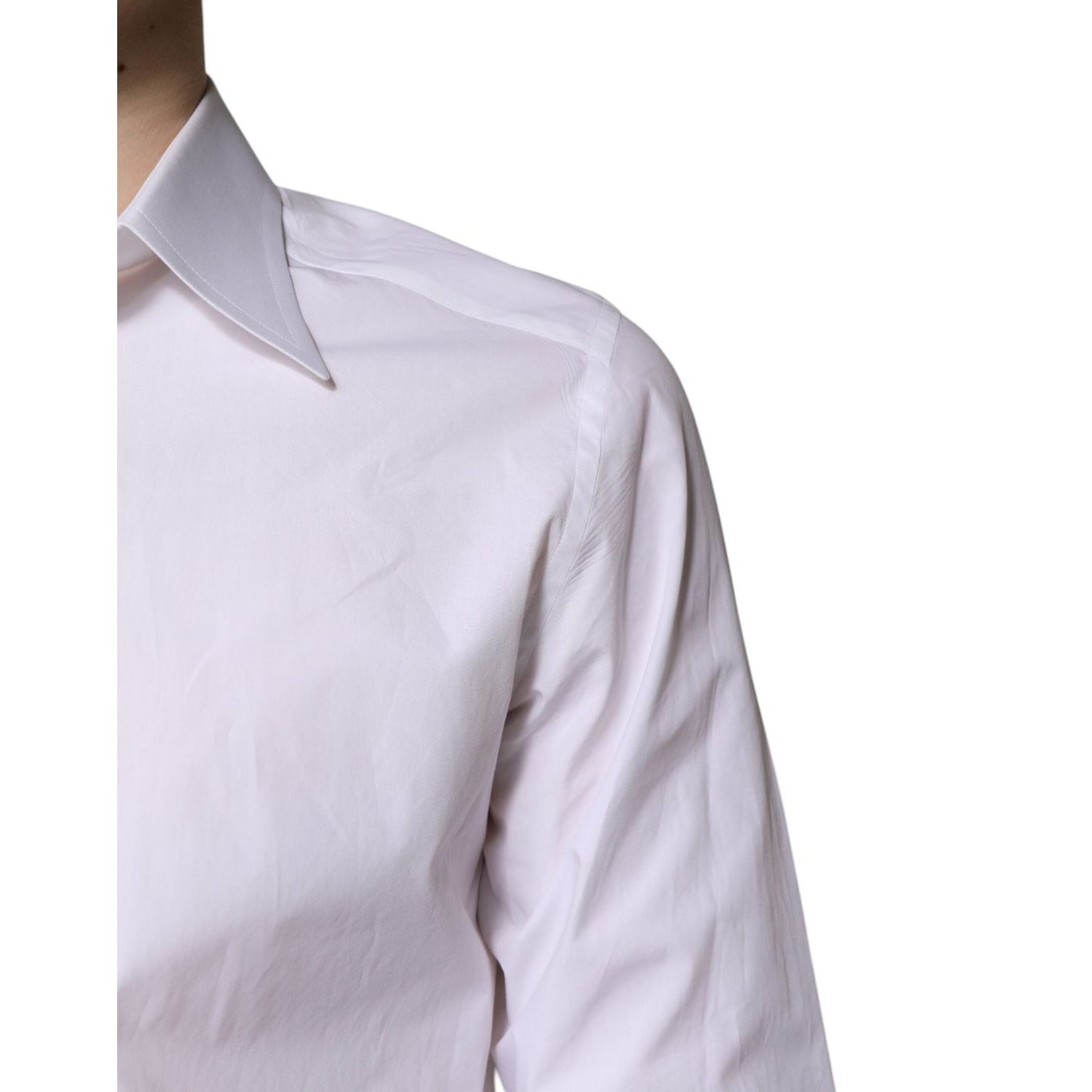 Dolce & Gabbana White Cotton GOLD Dress Formal Shirt TSH878542-40