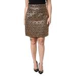 Dolce & Gabbana Brown Polyester Brocade A-line Mini Skirt