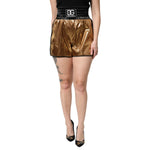 Dolce & Gabbana Metallic Gold High Waist Women Hotpants Short