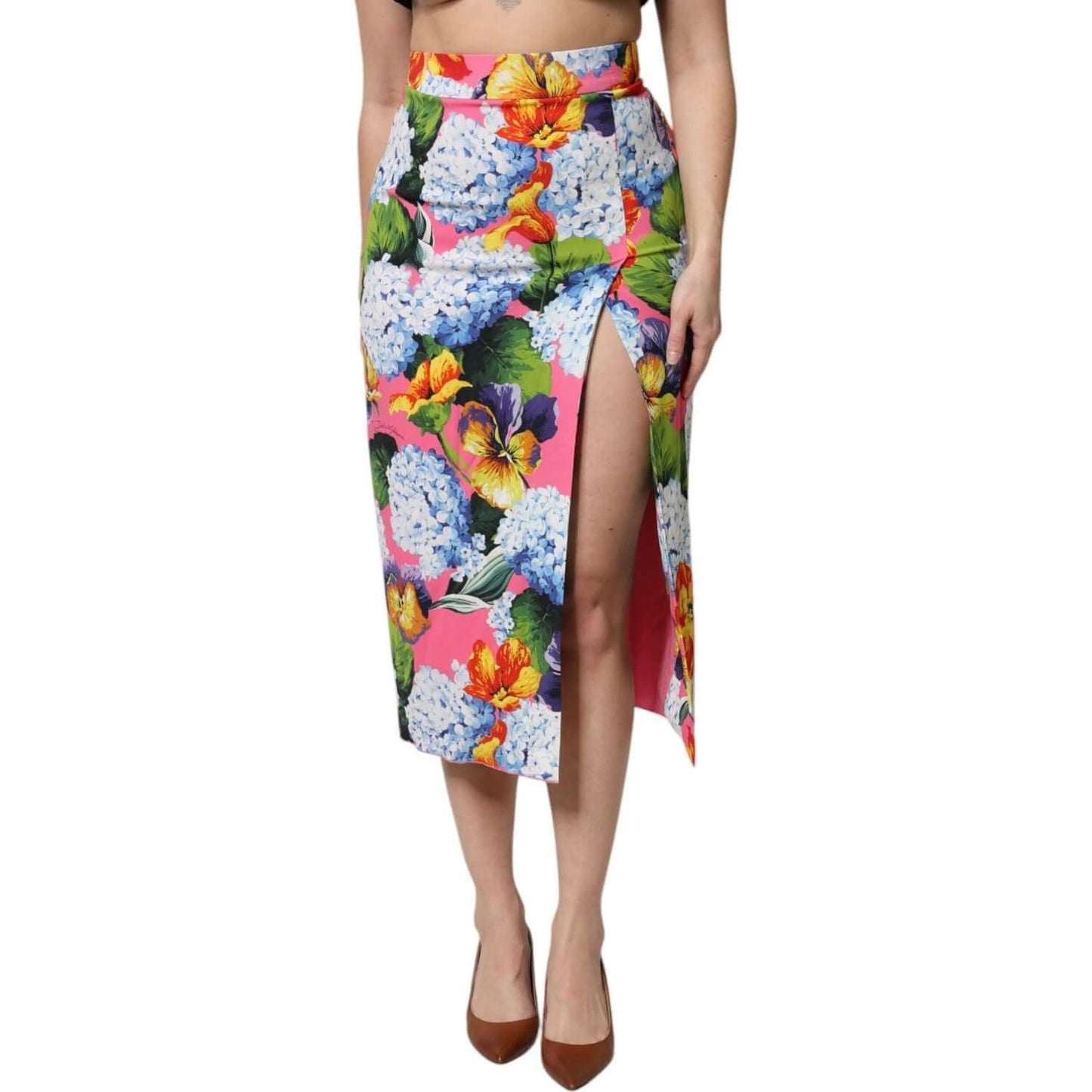 Dolce & Gabbana Multicolor Floral High Waist Midi Skirt SKI2128-36