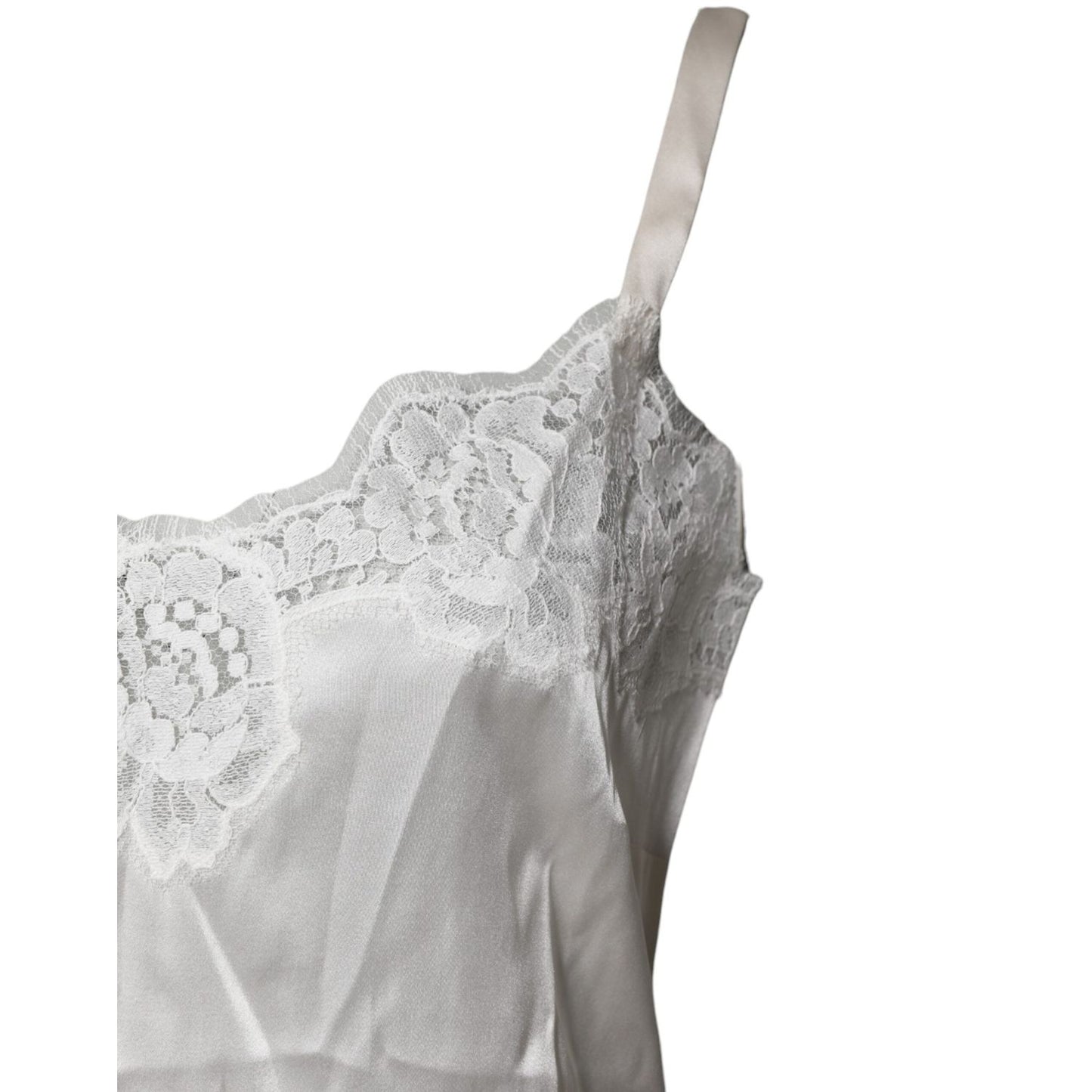 Dolce & Gabbana Top White Satin Lace Tank Lingerie Underwear TSH878521-3