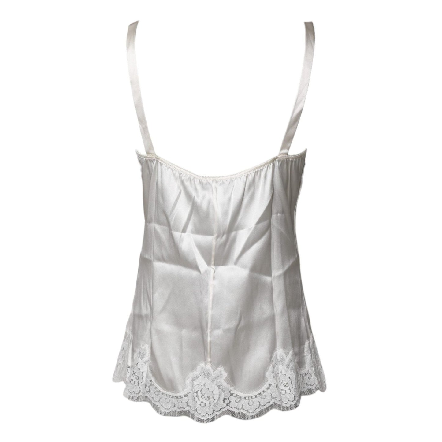 Dolce & Gabbana Top White Satin Lace Tank Lingerie Underwear TSH878521-3
