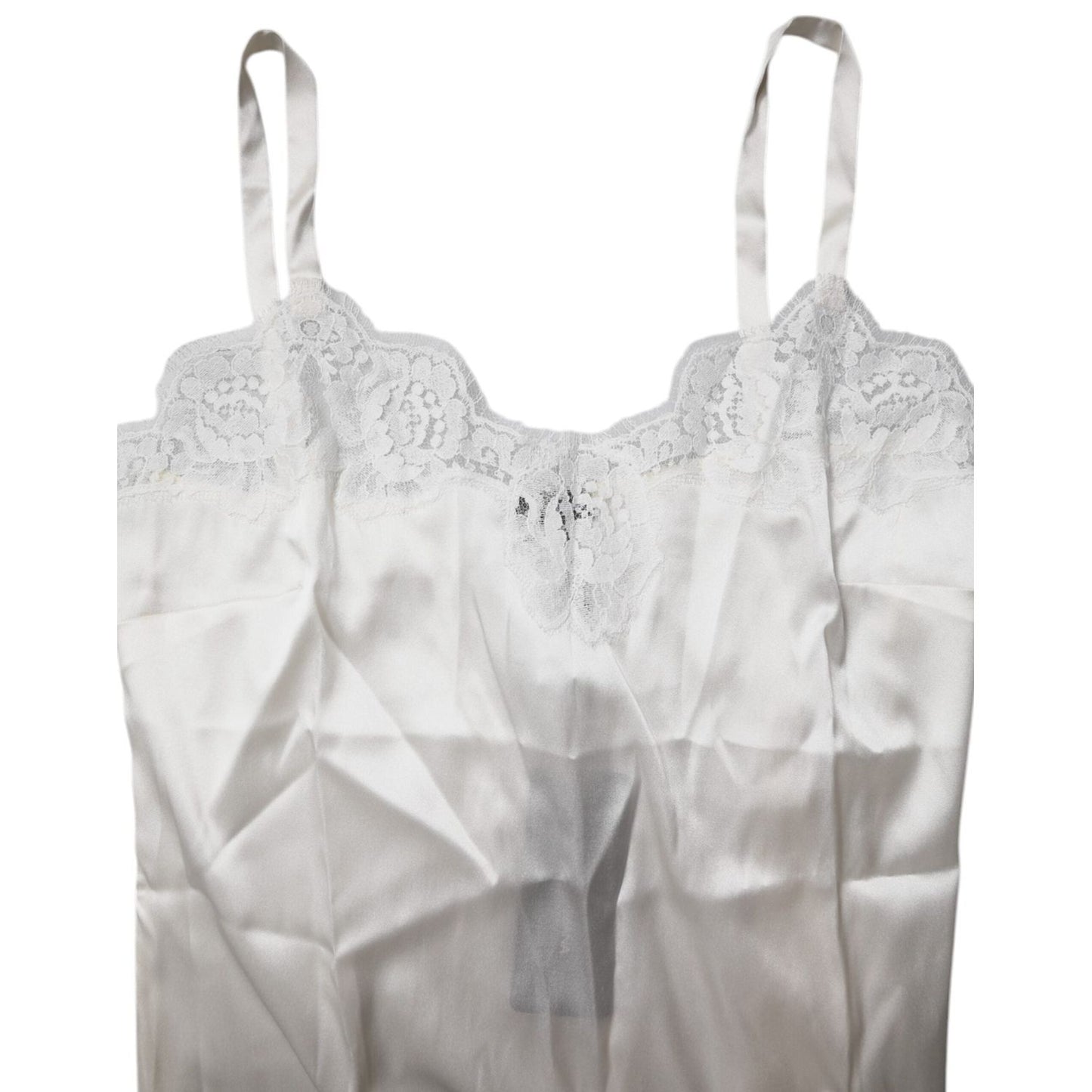 Dolce & Gabbana Top White Satin Lace Tank Lingerie Underwear TSH878521-3