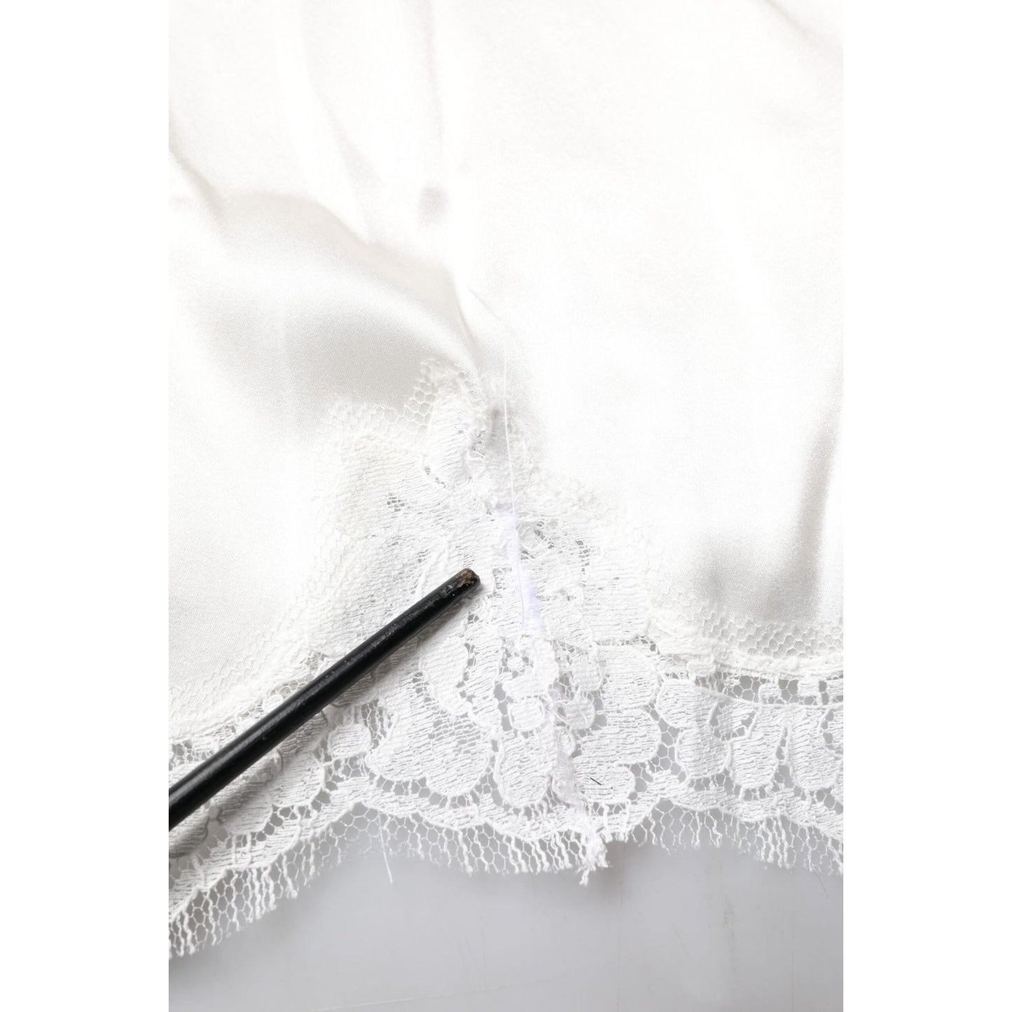 Dolce & Gabbana Top White Satin Lace Tank Lingerie Underwear TSH878521-3