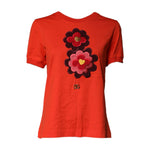 Dolce & Gabbana Red Floral Embroidery Cotton Crew Neck T-shirt TSH87134-44