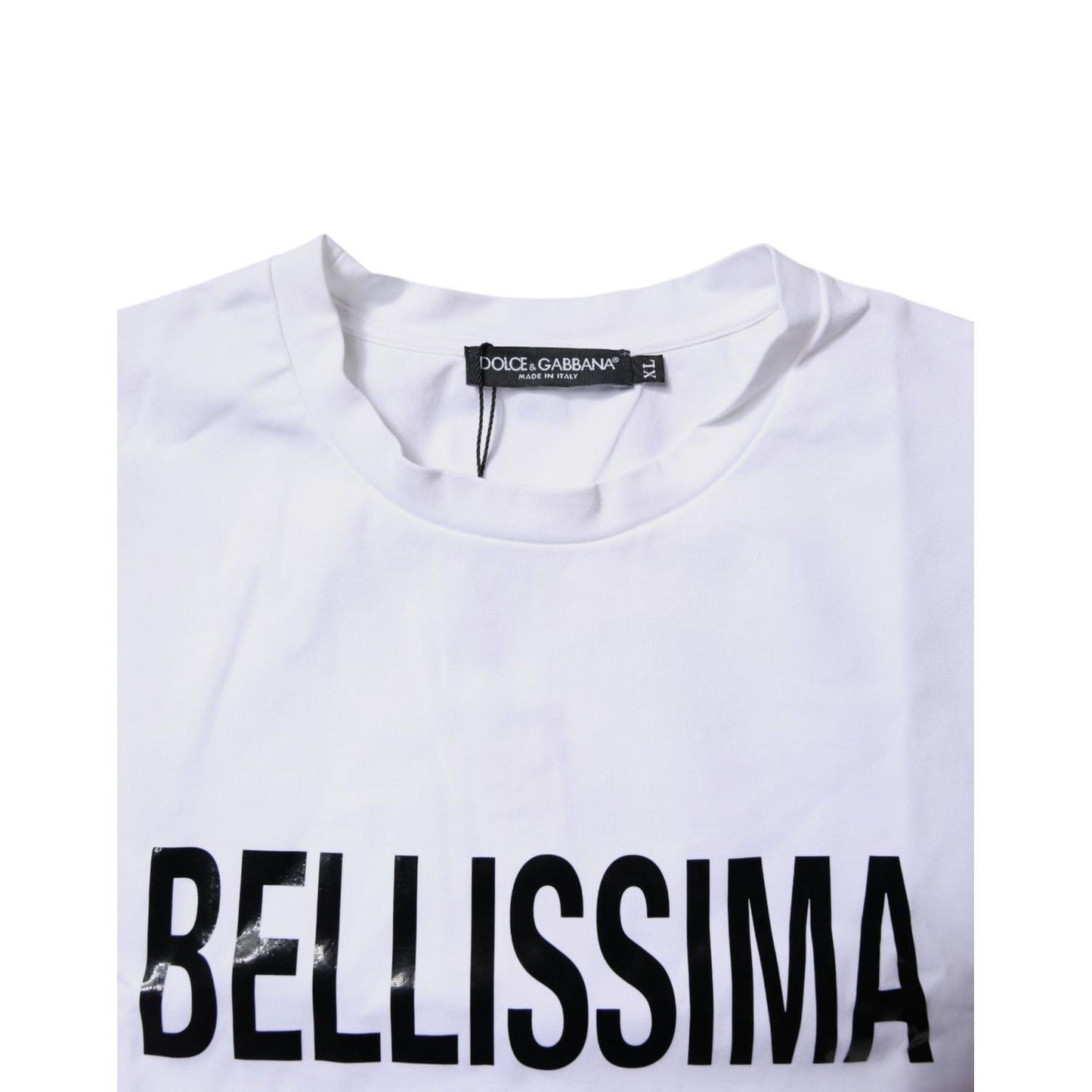 Dolce & Gabbana White Bellissima Cotton Crew Neck T-shirt TSH87168-46