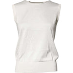 Dolce & Gabbana Cream Sleeveless Silk Round Neck Tank Top TSH87248-36