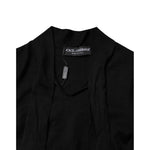 Dolce & Gabbana Black Cashmere Ascot Collar Long Sleeve Top
