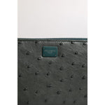 Dolce & Gabbana Green Ostrich Logo Plaque Zip Around Continental Wallet BAG4617