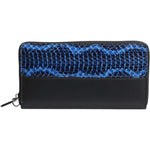Dolce & Gabbana Black Blue Exotic Leather Embossed Continental Wallet BAG4619