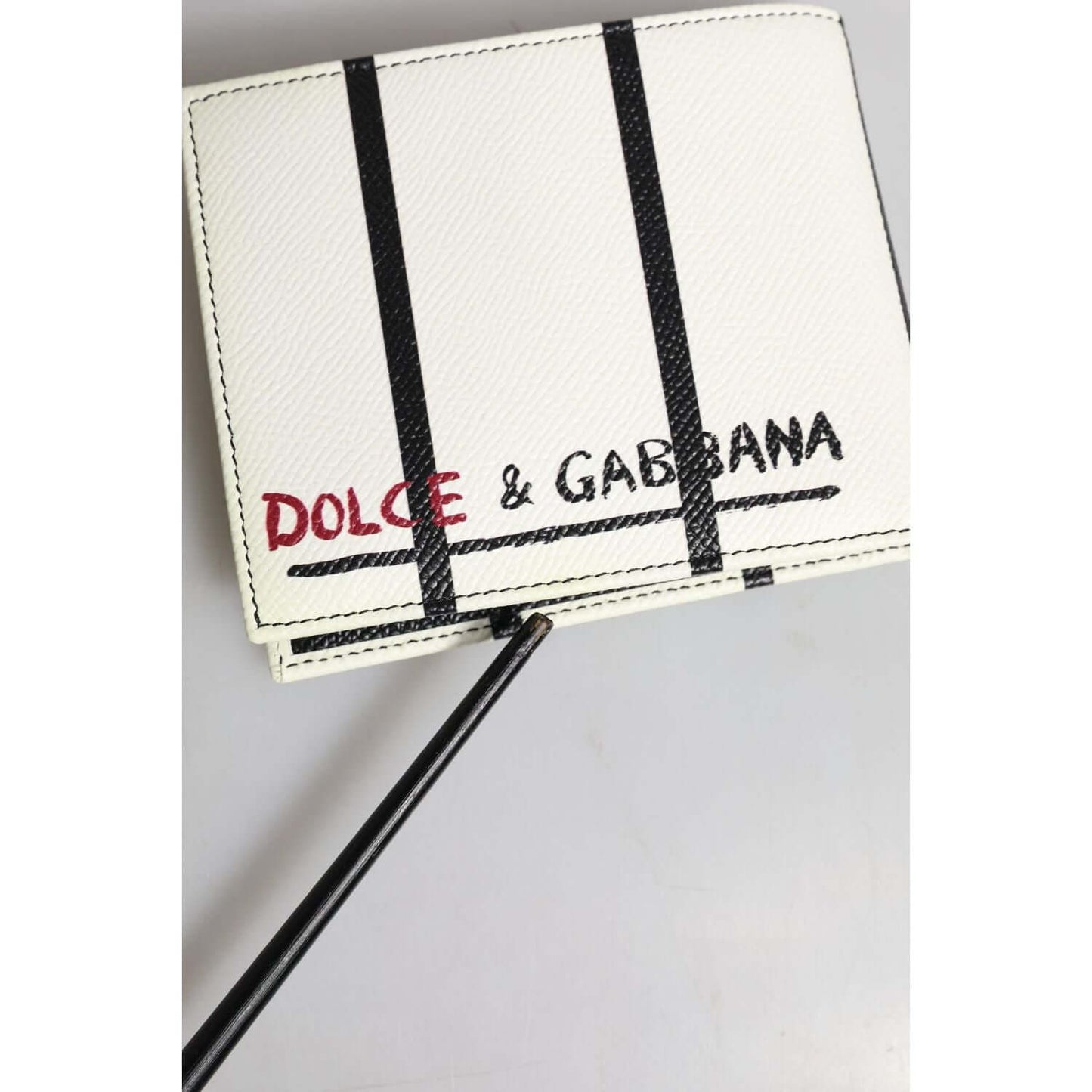 Dolce & Gabbana White Leather DG Crown Royals Bifold Card Holder Wallet BAG4626