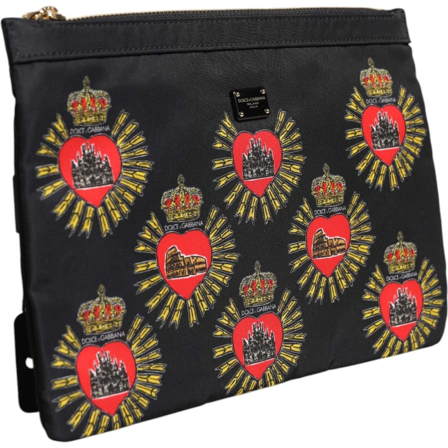 Dolce & Gabbana Black Red Nylon Sacred Heart Clutch Pouch Bag BAG4598