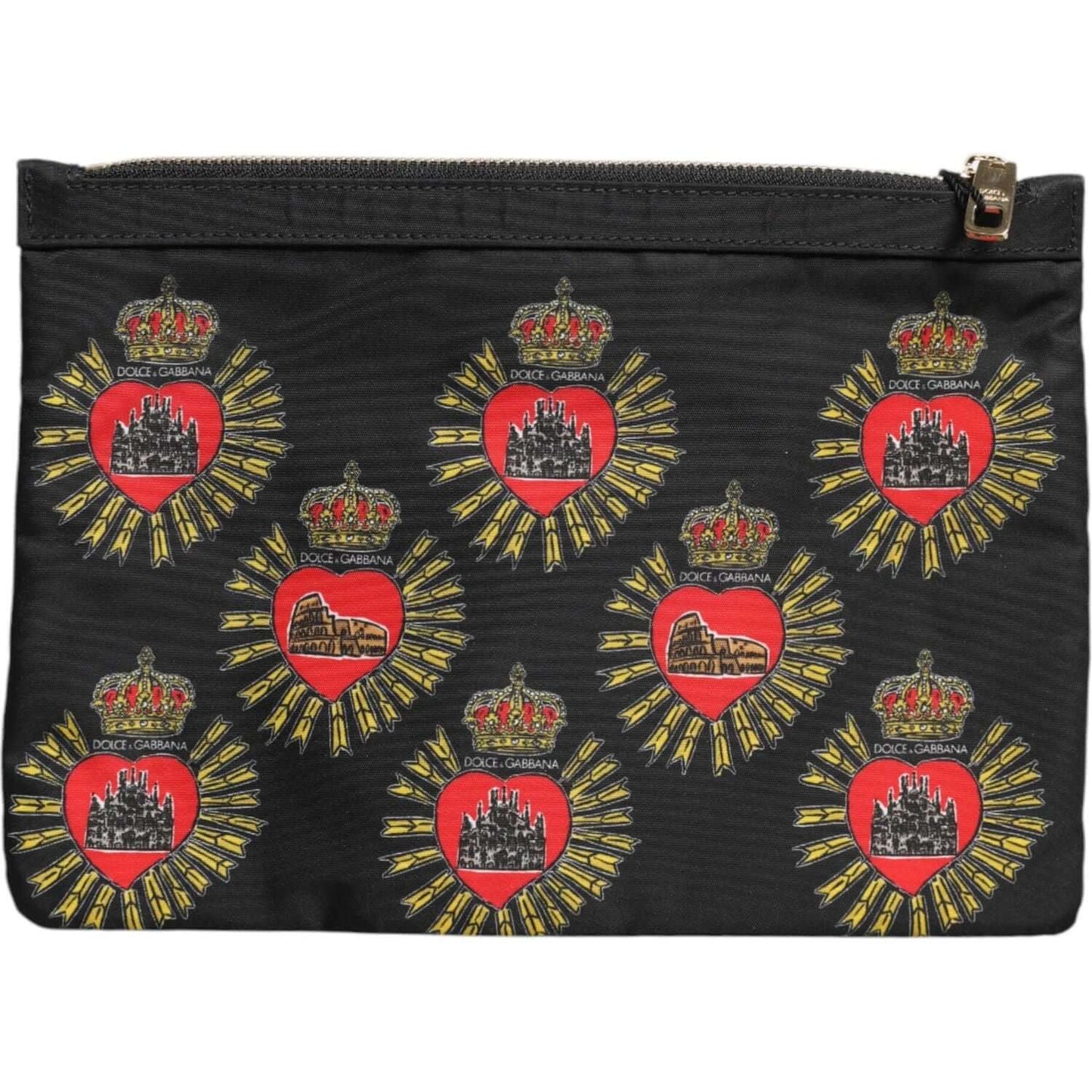 Dolce & Gabbana Black Red Nylon Sacred Heart Clutch Pouch Bag BAG4598