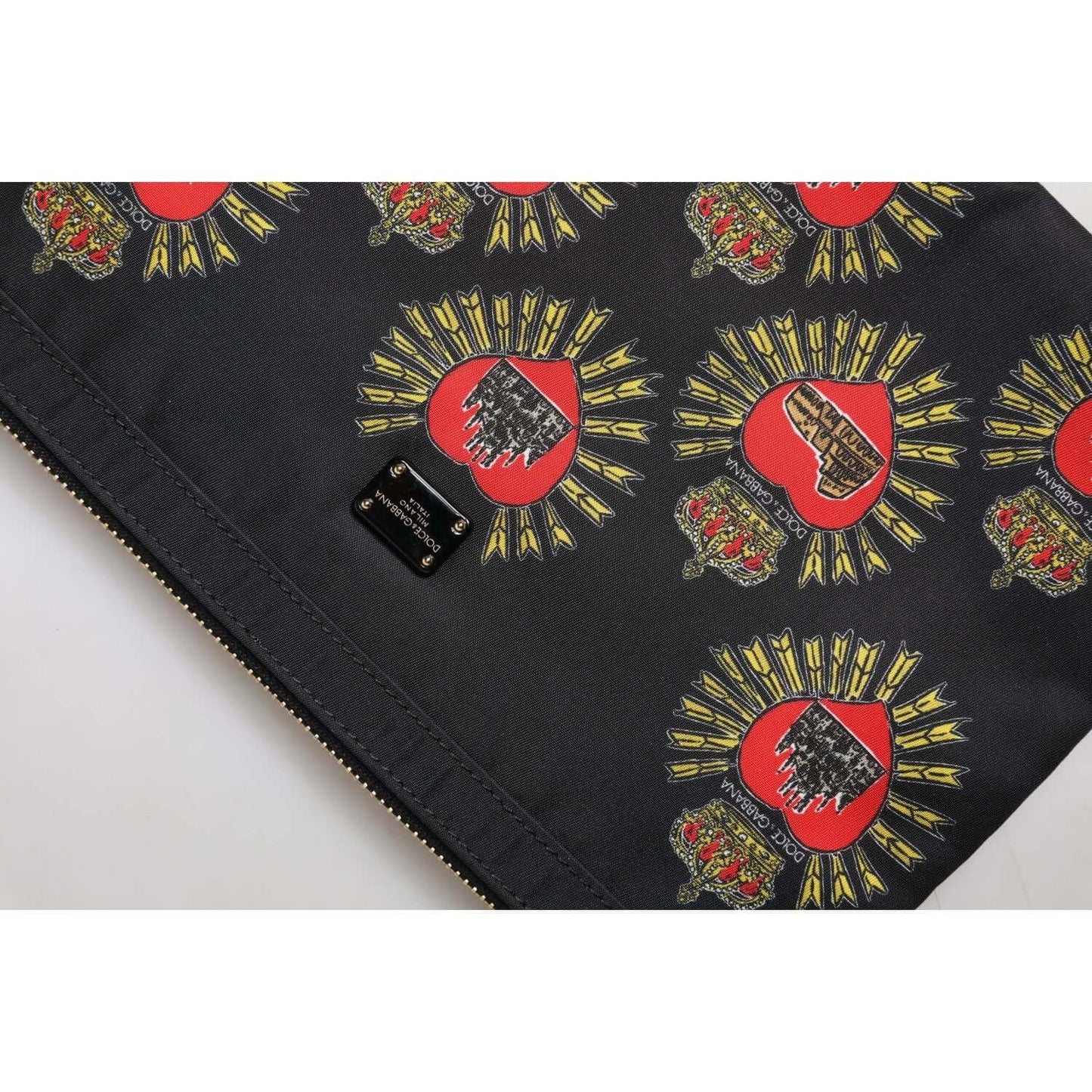 Dolce & Gabbana Black Red Nylon Sacred Heart Clutch Pouch Bag BAG4598