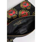 Dolce & Gabbana Black Red Nylon Sacred Heart Clutch Pouch Bag BAG4598