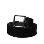 Dolce & Gabbana Black Cotton Silver Tone Metal Buckle Belt BEL9278-85