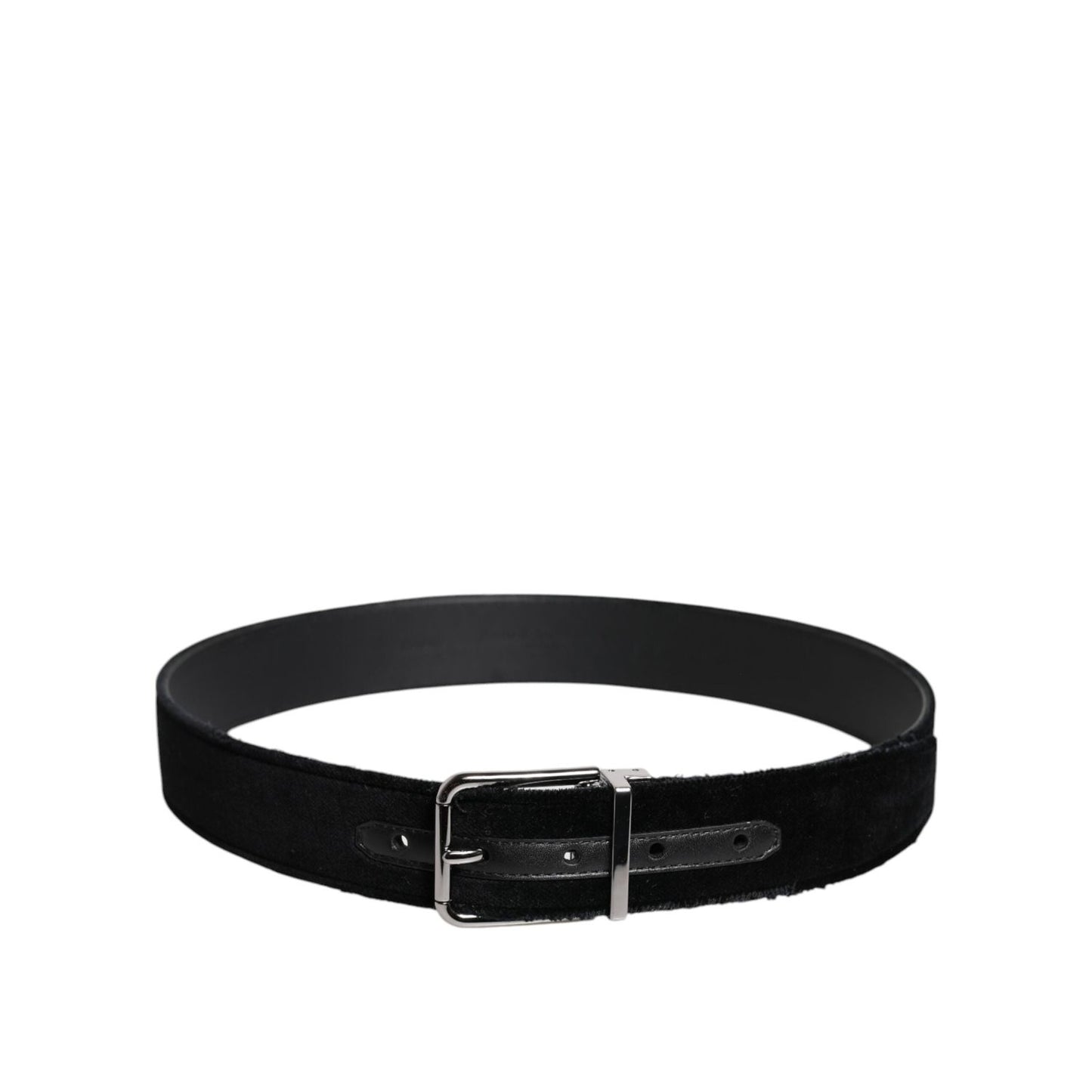 Dolce & Gabbana Black Cotton Silver Tone Metal Buckle Belt BEL9278-85