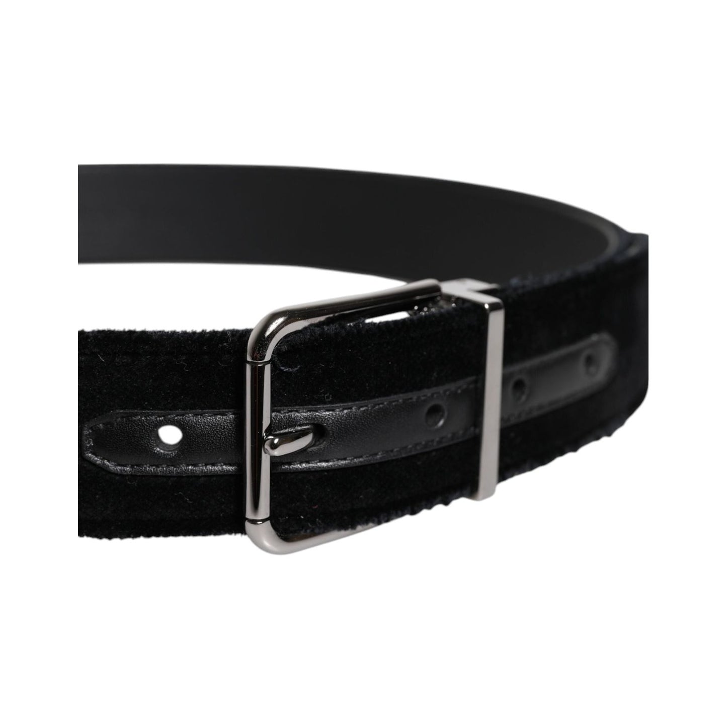 Dolce & Gabbana Black Cotton Silver Tone Metal Buckle Belt BEL9278-85
