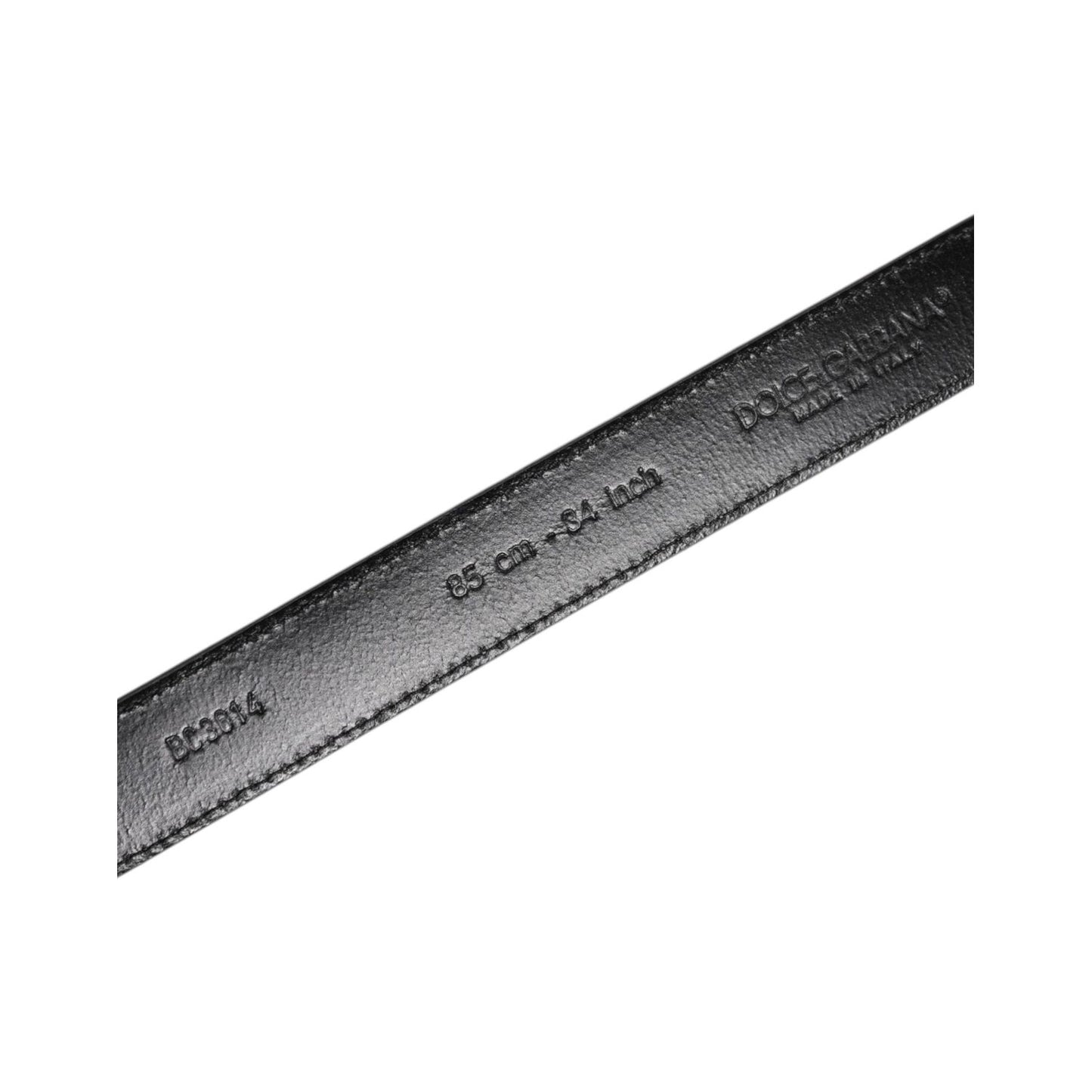 Dolce & Gabbana Gray Leather Silver Tone Metal Buckle Belt