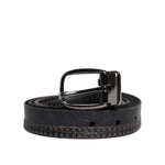 Dolce & Gabbana Black Leather Silver Tone Metal Buckle Belt BEL9292-95