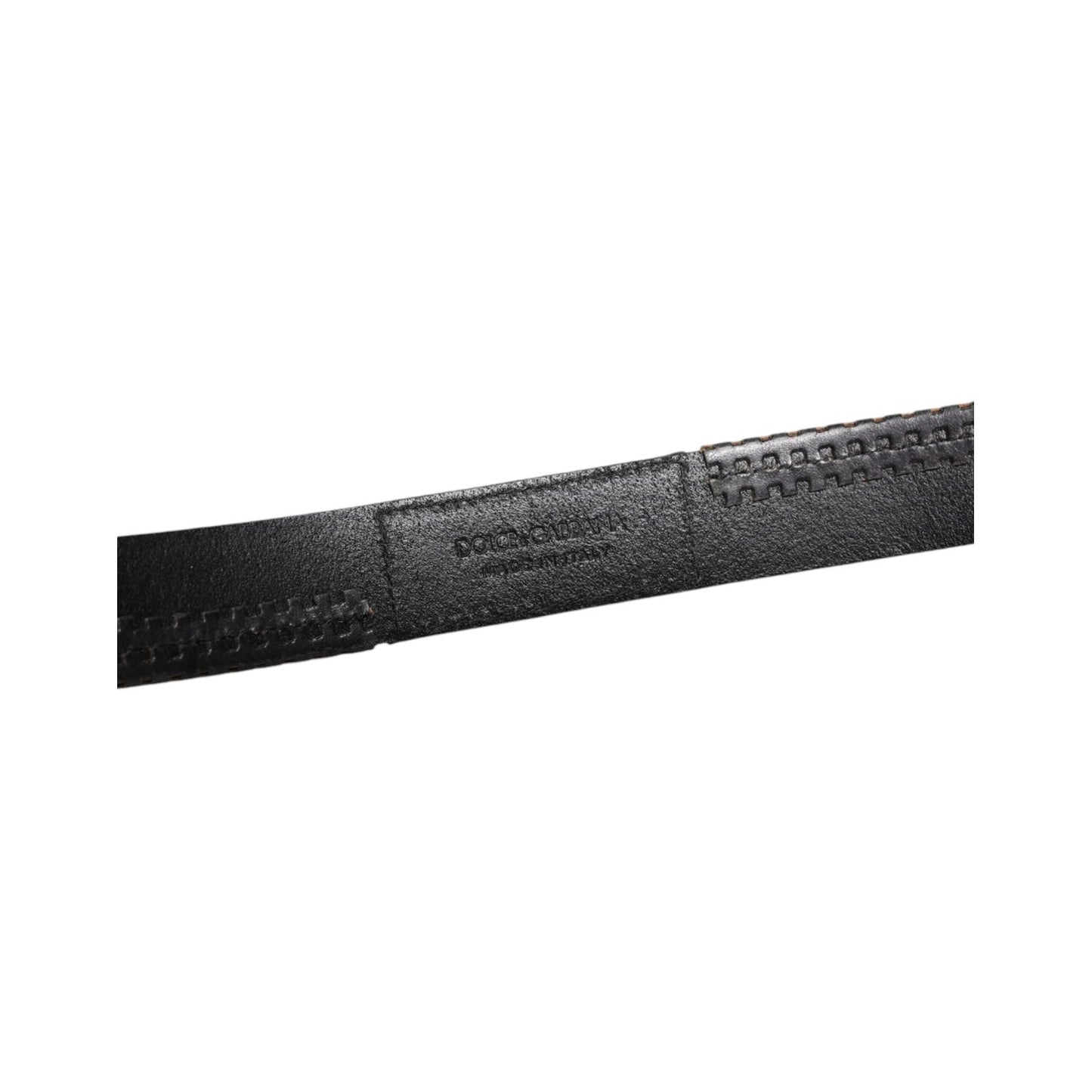 Dolce & Gabbana Black Leather Silver Tone Metal Buckle Belt BEL9292-95