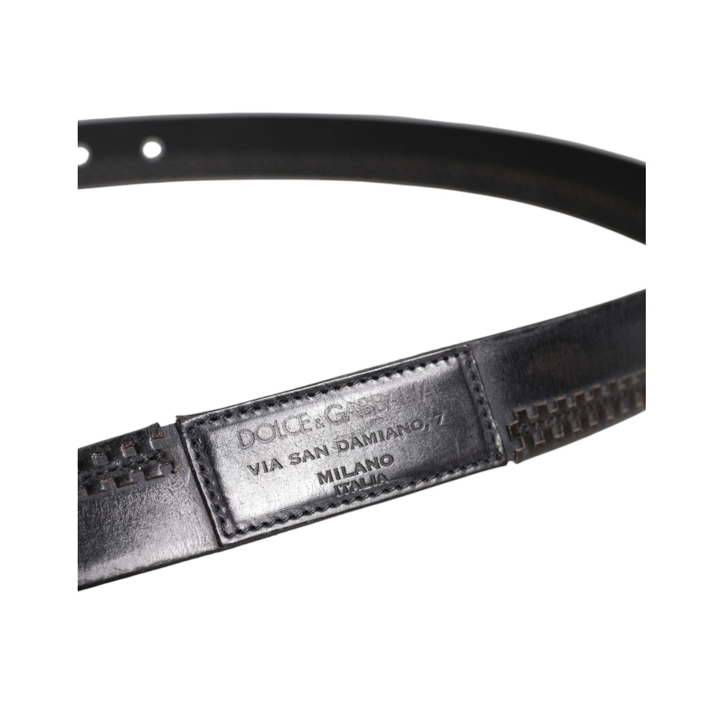 Dolce & Gabbana Black Leather Silver Tone Metal Buckle Belt BEL9292-95