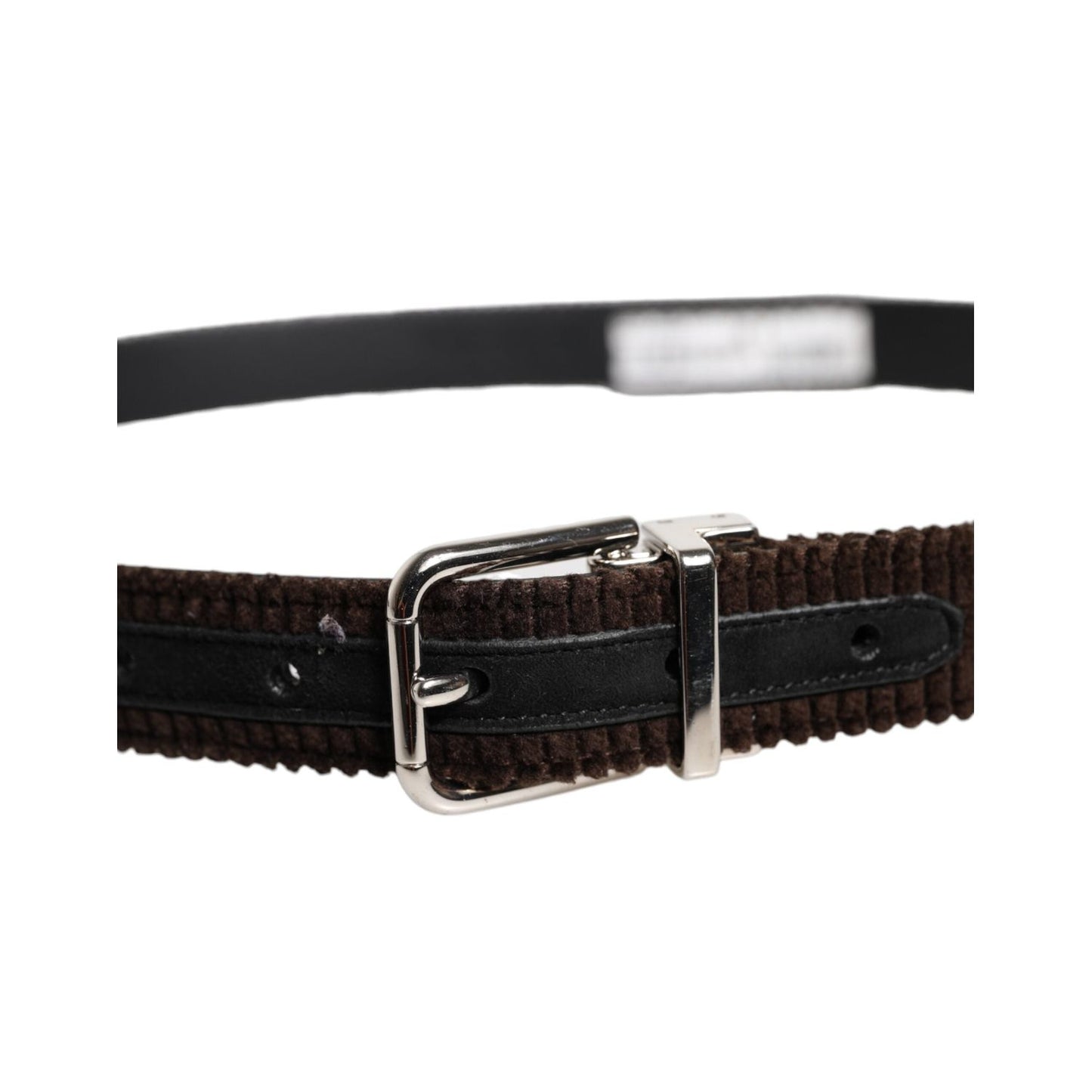 Dolce & Gabbana Brown Velvet Metal Buckle Classic Belt BEL9299-90