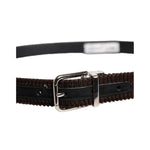 Dolce & Gabbana Brown Velvet Metal Buckle Classic Belt BEL9299-90