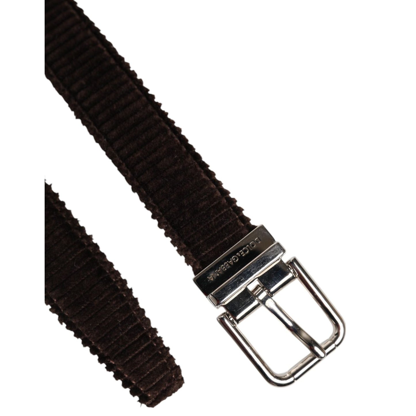 Dolce & Gabbana Brown Velvet Metal Buckle Classic Belt BEL9299-90
