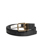 Dolce & Gabbana Black Classic Gold Metal Logo Buckle Belt BEL9309-90
