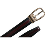 Dolce & Gabbana Black Burgundy Calfskin Metal Logo Buckle Belt BEL9329-100
