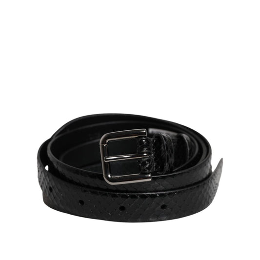 Dolce & Gabbana Black Leather Classic Metal Logo Buckle Belt