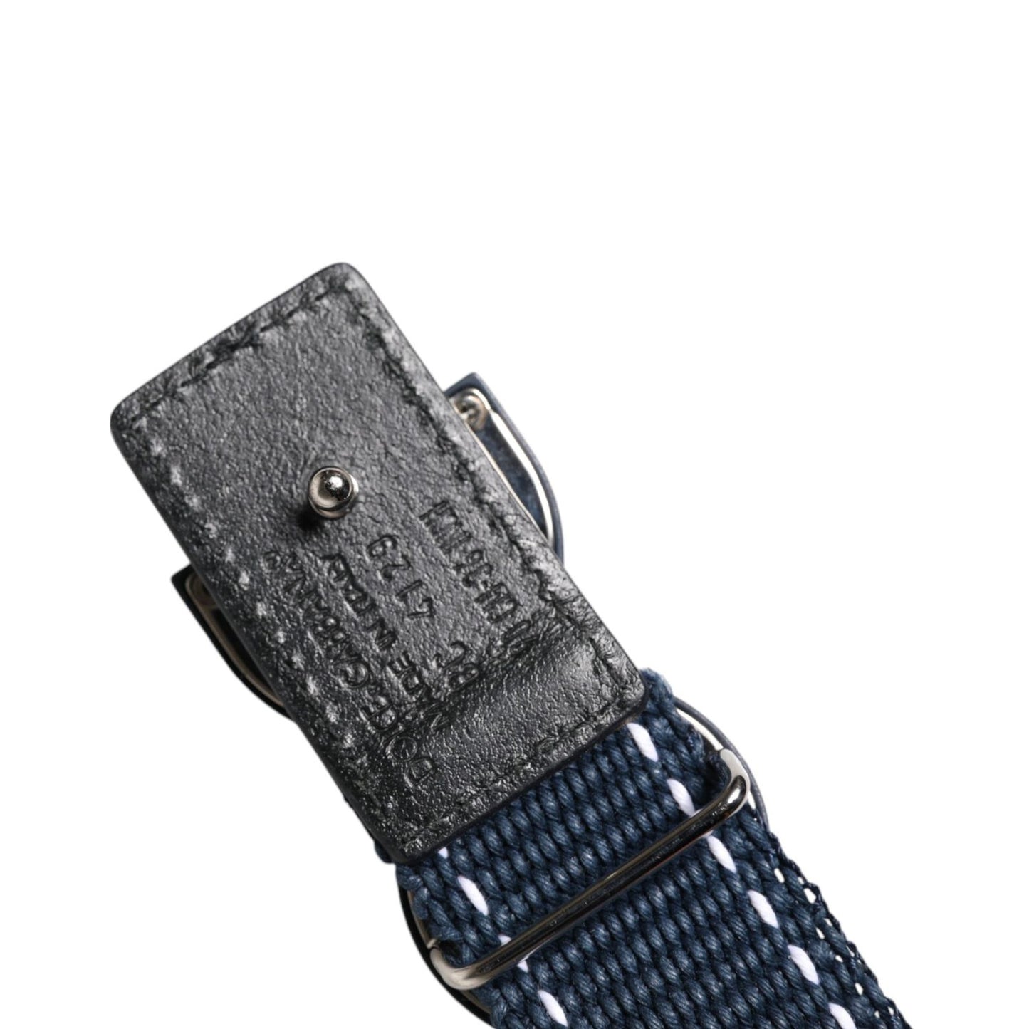 Dolce & Gabbana Blue White Cotton DG Logo Metal Buckle Belt