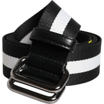 Dolce & Gabbana Black Yellow Logo Striped Metal Buckle Belt BEL9340-90
