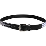 Dolce & Gabbana Black White Printed Metal Logo Buckle Belt BEL9347-100