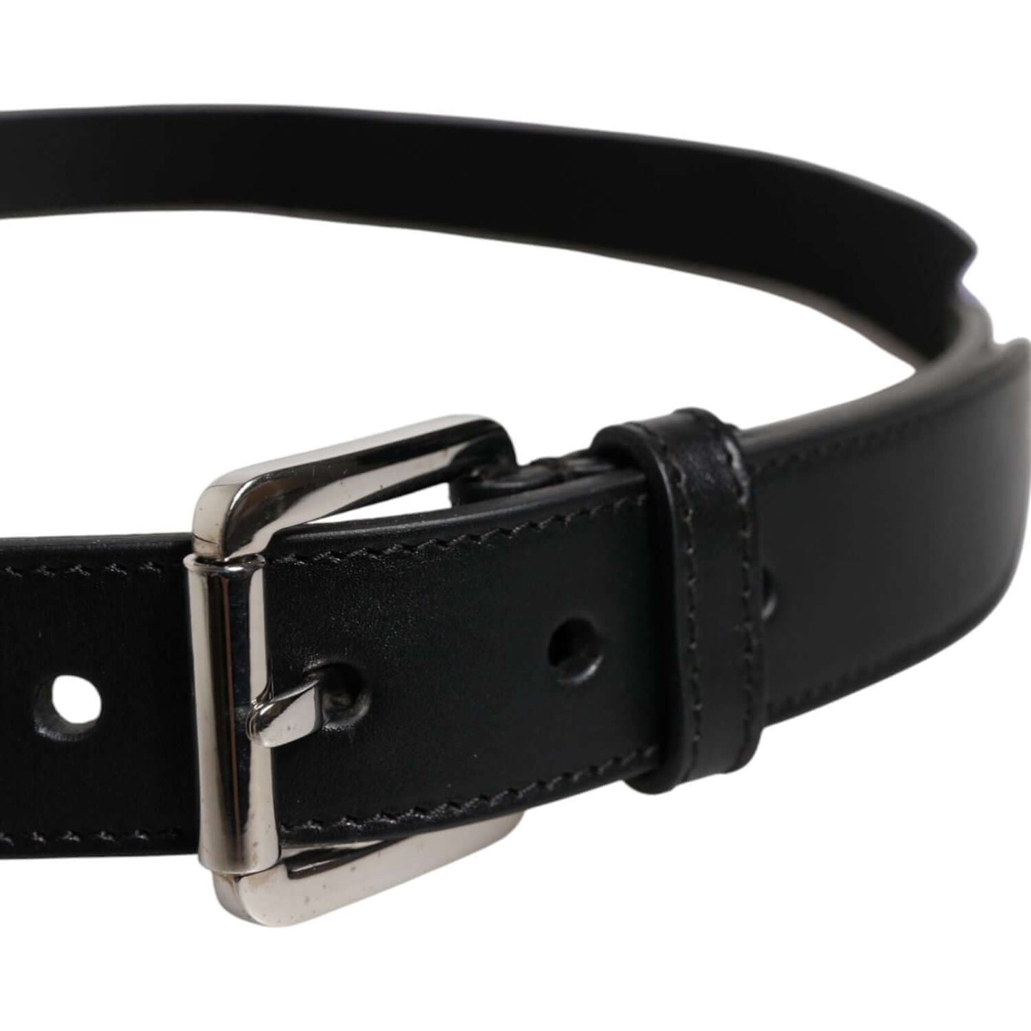 Dolce & Gabbana Black White Printed Metal Logo Buckle Belt BEL9347-100