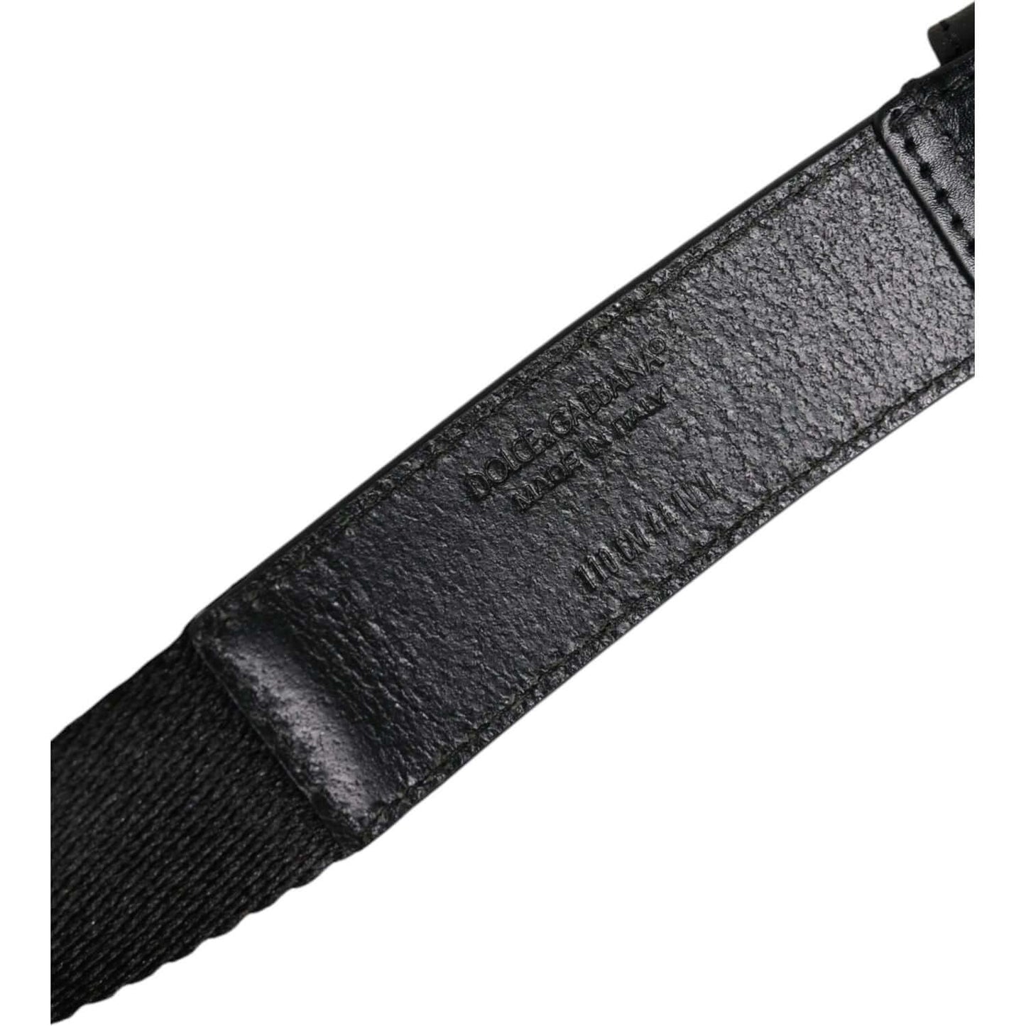 Dolce & Gabbana Black White Printed Metal Logo Buckle Belt BEL9347-100