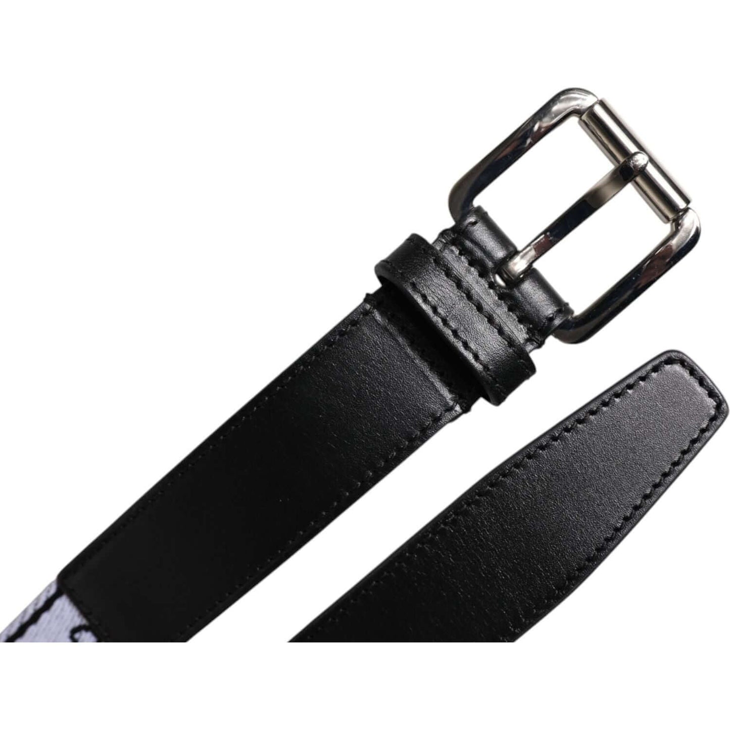 Dolce & Gabbana Black White Printed Metal Logo Buckle Belt BEL9347-100