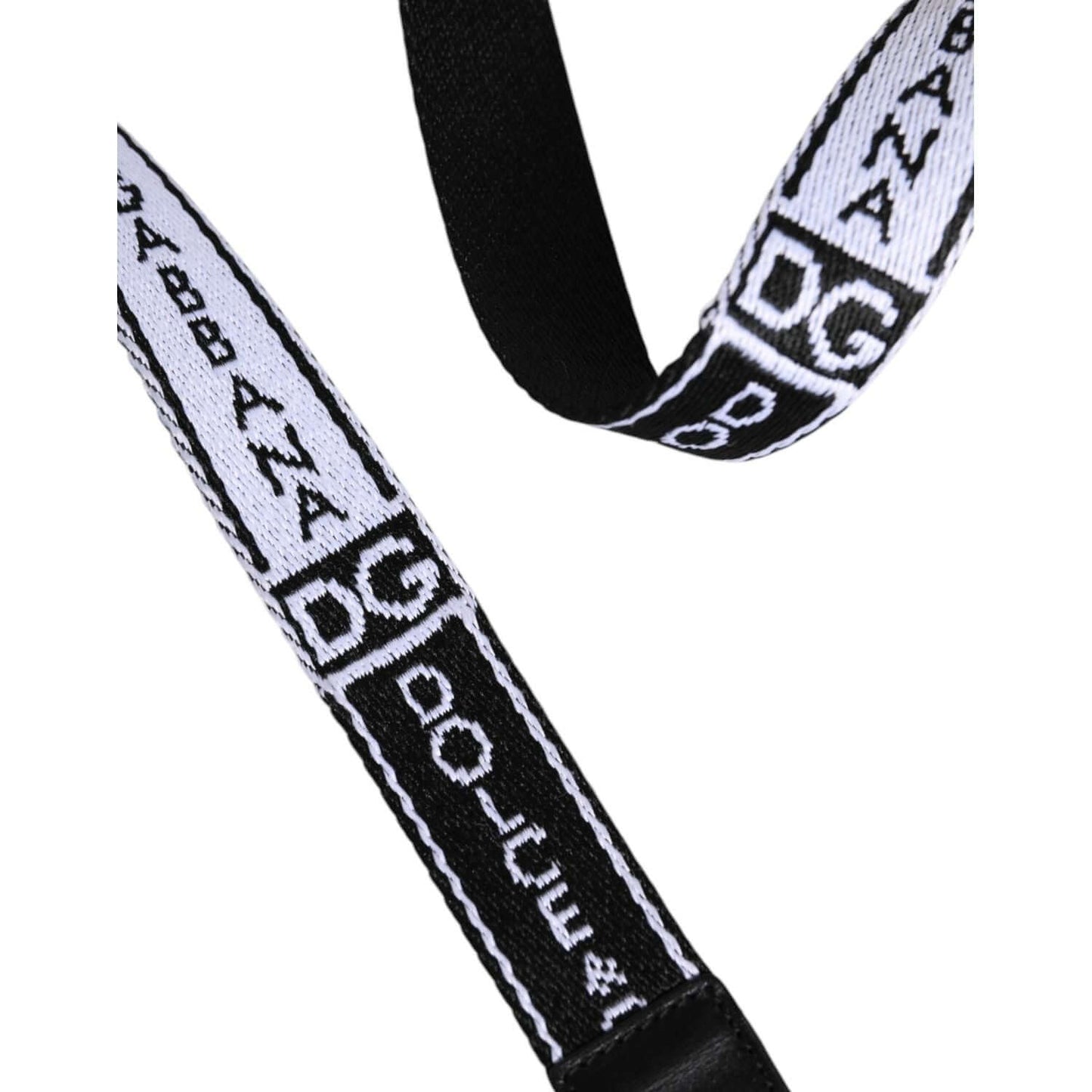 Dolce & Gabbana Black White Printed Metal Logo Buckle Belt BEL9347-100