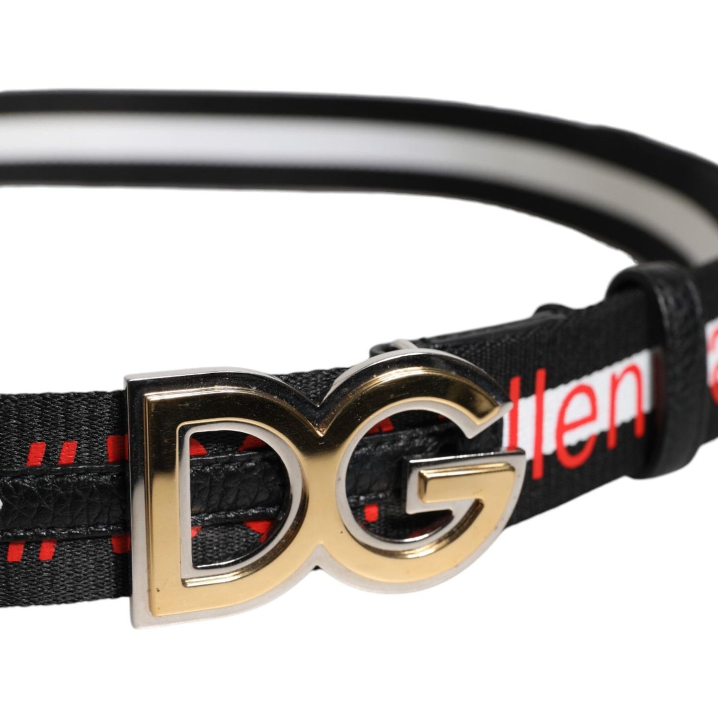 Dolce & Gabbana Black White Printed Metal Logo Buckle Belt BEL9348-100