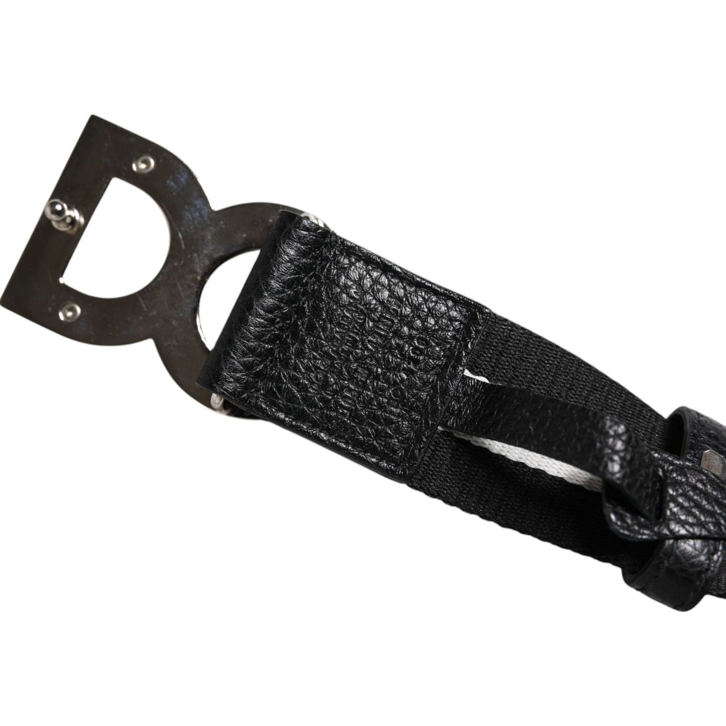 Dolce & Gabbana Black White Printed Metal Logo Buckle Belt BEL9348-100