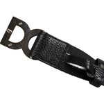 Dolce & Gabbana Black White Printed Metal Logo Buckle Belt BEL9348-100