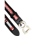 Dolce & Gabbana Black White Printed Metal Logo Buckle Belt BEL9348-100